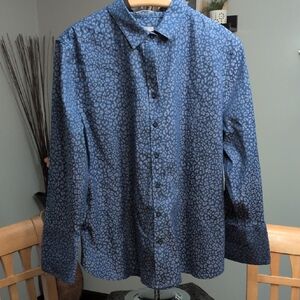 Chico's Blue Leopard Print Blouse